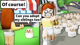 Asking Roblox mom quotCan you adopt my siblingsquot Then bringing 100 PEOPLE [upl. by Gibert]