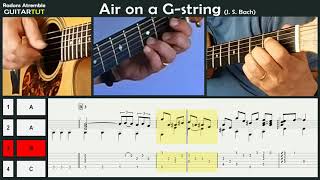 Air On The G String J S Bach  Guitar Tutorial Slow Played Tabs amp Score [upl. by Otineb624]