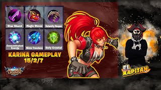 KARINA WORLD RANK GAMEPLAY  FEARLESS TURRET DIVE  MLBB [upl. by Nnylarej]