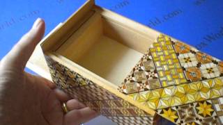 5 Sun 14 Step Yosegi Double Compartment Japanese Puzzle Box [upl. by Niabi]