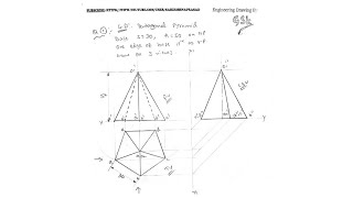 Orthographic Projection of a PENTAGONAL PYRAMID [upl. by Acessej410]