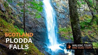 Plodda Falls 🏴󠁧󠁢󠁳󠁣󠁴󠁿 Scotland waterfall walking tour 💦 road trip forest walk 🌲 Glen Affric 4k video [upl. by Allix403]