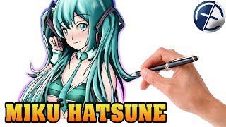 MIKU HATSUNE zeichnen Wacom Cintiq 13HDSpeed Painting [upl. by Barolet]