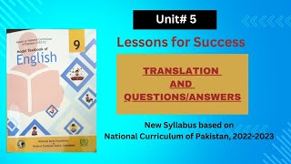 Unit 5 Lessons for Success translation and questions answersGrade 9 New English BookNBF [upl. by Graybill]