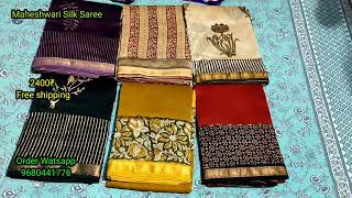 Maheshwari Silk sarees new collection॥ Hand Block Print Sarees॥ 15 May 2024 [upl. by Dyan]