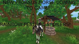 NEW PEGASUS HORSE COMING TO GAME RIANBOW FESTIVAL SPOILERS STAR STABLE [upl. by Rasure920]