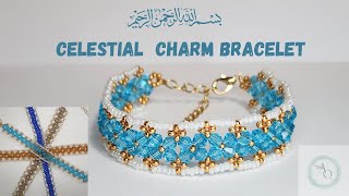 Celestial Charm Bracelet How to make Beaded Bracelet DIY Bicone Beads Bracelet Bengal  Beginner [upl. by Lennad]