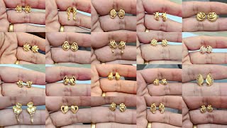 Gold Ear Tops Designs  Small Gold Earrings Designs In 2 Grams For Daily Use  Cute Earrings [upl. by Oicapot]