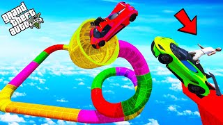 FRANKLIN TRIED IMPOSSIBLE LONGEST CURVY TUNNEL MEGA RAMP PARKOUR CHALLENGE GTA 5  SHINCHAN and CHOP [upl. by Falk]