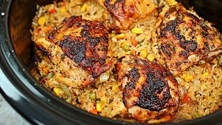 Slow Cooker Chicken and Rice Recipe  How to make Chicken and Rice in the Slow Cooker [upl. by Ettenahc]