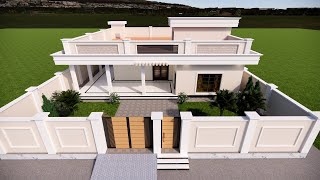 Single floor house design  4 Bedrooms  Modern village house design  Single story house 3D design [upl. by Wendy919]