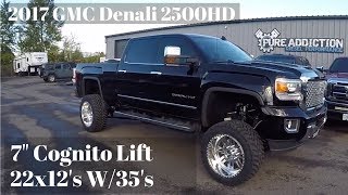 2017 gmc denali 2500 7 inch lift 35s on 22x12s American Force Rebel SSs [upl. by Olfe]