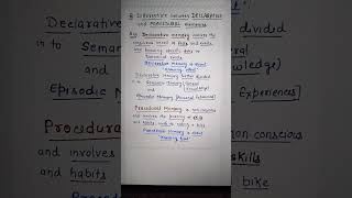 Differentiate between DECLARATIVE and PROCEDURAL Memory Class 11 PSYCHOLOGY Ch7 Human MEMORY [upl. by Ahsial]