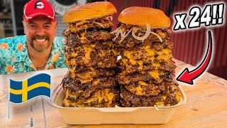 Trying to Eat 24 Swedish Hamburgers to Beat Tasty Bros’ Burger Patty Record Challenge [upl. by Eedebez]