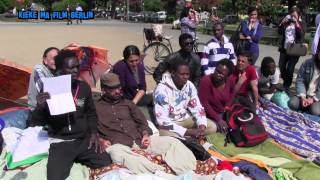 BerlinKreuzberg Refugees Hunger Strike Pressekonferenz am Oranienplatz 30042014 [upl. by Eedeed]