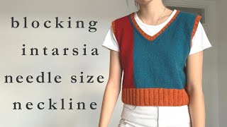 what I learnt making this vest again❣️ intarsia blocking amp more [upl. by Anyer]