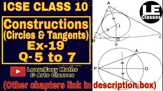 ICSE class 10 Constructions  Circles and tangents Ex19  Concise Mathematics  Selina [upl. by Holey]