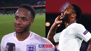 Raheem Sterling reacts to scoring first England goal in three years  Spain v England [upl. by Niajneb168]