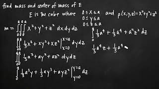 Mass and center of mass with triple integrals KristaKingMath [upl. by Merrilee]