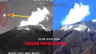 Asi se ve la Actividad de movimiento y fumarolas en el Popocatépetl 25 de Julio 2024Volcán [upl. by Yoo19]