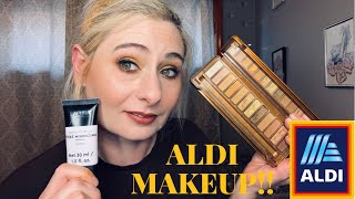 ALDI MAKEUP REVIEW NECTAR EYESHADOW PALETTE 599 amp PORE MINIMIZING PRIMER 399  DUPE MAKEUP [upl. by Dorrehs]