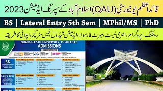 QuaidiAzam University QAU Islamabad Admissions Spring 2023  BS BS 5th Sem MPhilMS amp PhD [upl. by Oicaroh212]