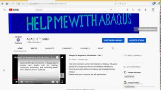 Introduction to Abaqus Tutorial Channel [upl. by Melony303]