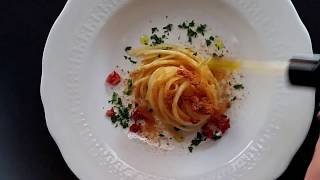 Pasta with Bottarga SunDried Tomatoes and Lentisk Oil  Key Essence [upl. by Annaillil]