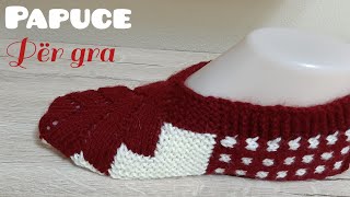 🧶Si te bejme papuce per gra me dy ngjyra  Punime me shtiza [upl. by Reena]