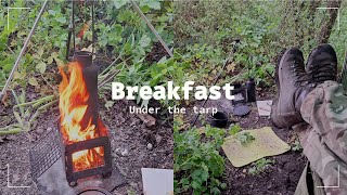 Breakfast under a tarp S10 Resi pouch and a new fire tripod [upl. by Ranilopa131]