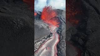 Drone captures volcanic eruption in Iceland [upl. by Enialed743]