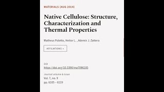 Native Cellulose Structure Characterization and Thermal Properties  RTCLTV [upl. by Scholem628]