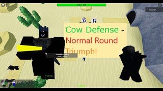 Defeating SwordMan King Normal Round Solo Triumph  Roblox Cow Defense [upl. by Zamir834]