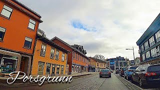 Porsgrunn Norway  Driving through colorful street Storgata [upl. by Lawrenson]