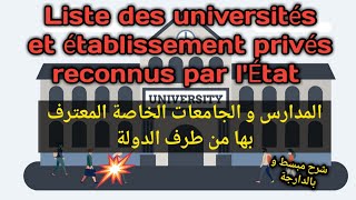 Liste des universités et établissements privés reconnus par l’Etat [upl. by Assin]