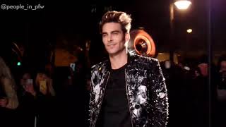 Jon Kortajarena and Cindy Bruna  Balmain Menswear fashion show  18012019 [upl. by Mlehliw]