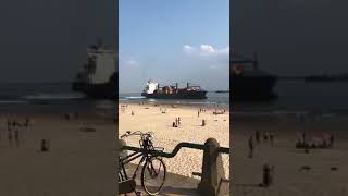 Container ship Valdivia came very close to the beach at Vlissingen Netherlands [upl. by Aubree]