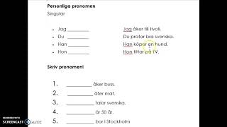 personliga pronomen singular amp plural svenska SFI kurs A [upl. by Noivax]