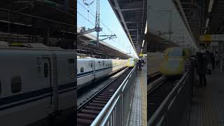 Nozomi and Doctor Yellow Shinkansen Nozomi super express train のぞみ とドクターイエロ新幹線 [upl. by Aitnahs520]