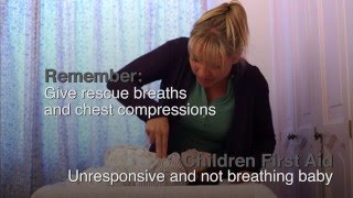 Children First Aid Unresponsive and not breathing baby [upl. by Frolick]