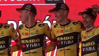 Winnaar Ploegentijdrit Team JumboVisma gehuldigd Vuelta Espana 2022 [upl. by Ahsilla42]