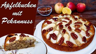 Apfelkuchen mit Pekannuss  herbstlicher Nusskuchen  schnell amp einfach [upl. by Lepp41]