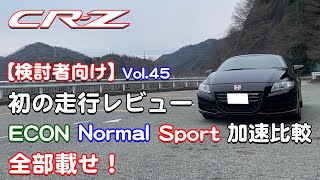 CRZ 初の走行レビュー ECON Normal Sport加速比較全部載せ！  Vol45 [upl. by Salas]