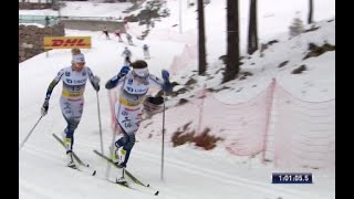 🇸🇪 Ebba Andersson og 🇸🇪 Frida Karlsson jakt på 🇳🇴 Therese Johaug  Holmenkollen tremila 7 mars 2020 [upl. by Newfeld550]