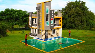 Full Video Building Creative A Modern 3Story Mud Villa House With Swimming Pool By Ancient Skills [upl. by Susanna]