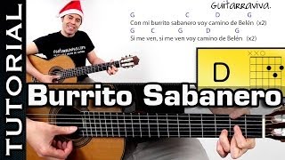 Villancico Burrito Sabanero en Guitarra Tutorial MUY FACIL con acordes completo [upl. by Hachmin]