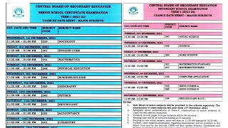 Class 12 Date Sheet Class 10 date sheet Term 1 CBSE Board Exams 2022 🔥 [upl. by Norse732]