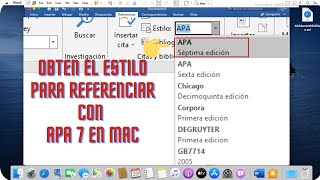 SOLUCION 2022 MAC APA 7 SEPTIMA EDICIÓN  DESCARGAR ACTUALIZAR APA 7 WORD EN MAC [upl. by Trebor]