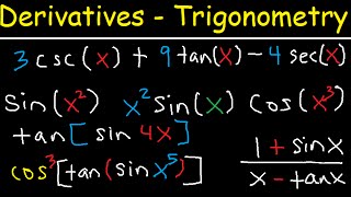 Derivatives of Trigonometric Functions  Product Rule Quotient amp Chain Rule  Calculus Tutorial [upl. by Ekenna]