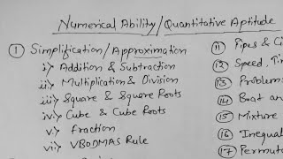 Numerical Ability Syllabus  Quantitative Aptitude  All Bank Exams Syllabus [upl. by Enylekcaj]